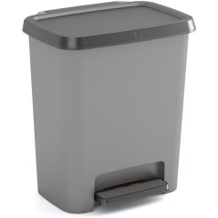 Poubelle a pédale - CURVER - COMPATTA - 25 L - Gris anthracite - Poly