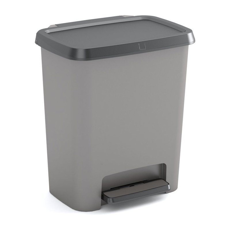 Poubelle a pédale - CURVER - COMPATTA - 25 L - Gris anthracite - Poly