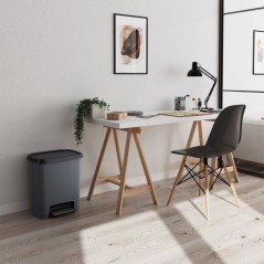 Poubelle a pédale - CURVER - COMPATTA - 25 L - Gris anthracite - Poly
