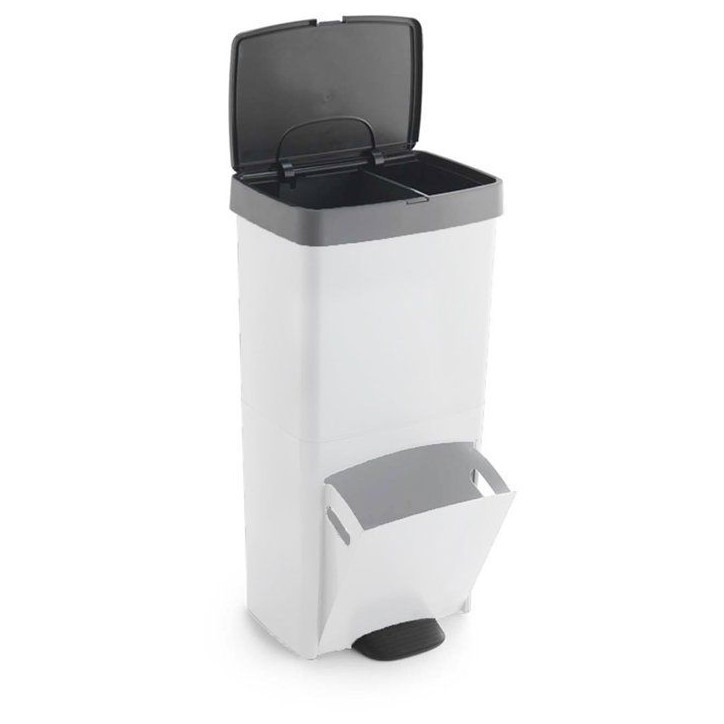Poubelle de cuisine tri sélectif 70L - PICEA - Double compartiment vertical - Blanc - KITCHEN MOVE Poubelle de cuisine tri sélectif 70L - PICEA - Double compartiment vertical - Blanc - KITCHEN MOVE