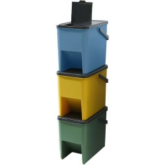 Lot de 3 Poubelles de Tri Empilables en Plastique BERGEN - 20L - Color
