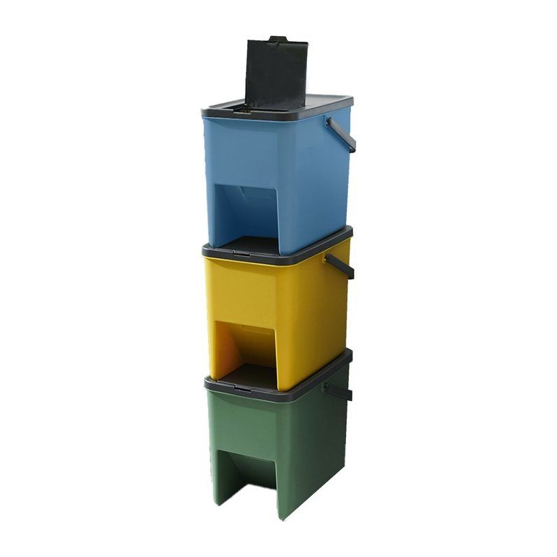 Lot de 3 Poubelles de Tri Empilables en Plastique BERGEN - 20L - Color