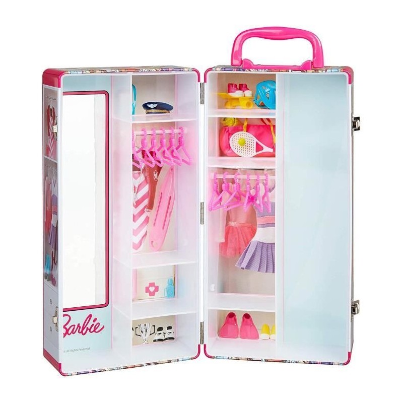 Mallette Armoire Barbie - Klein - Pour Vetements et Accessoires de Pou