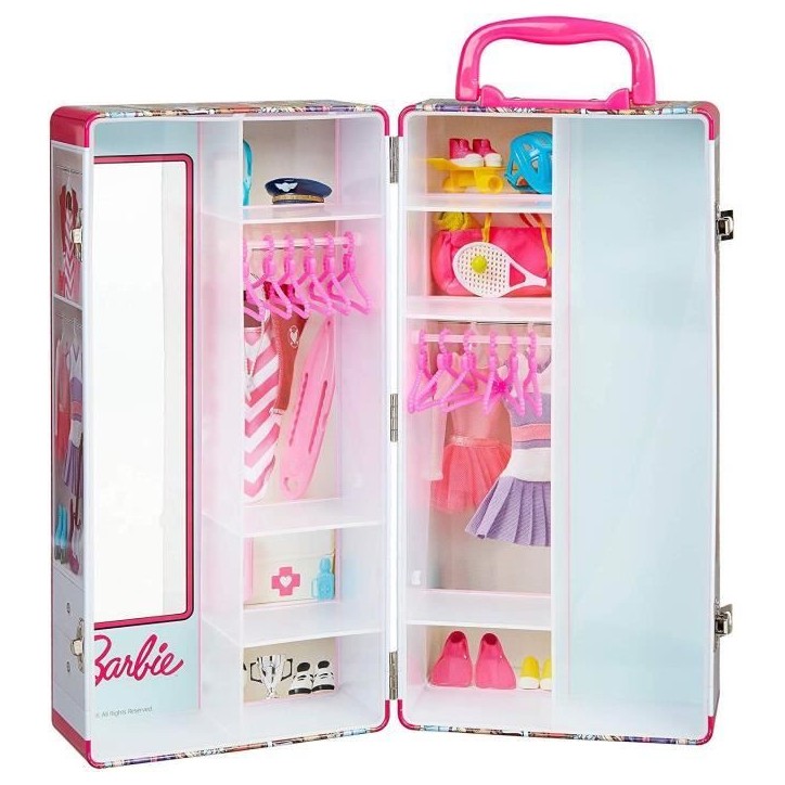 Mallette Armoire Barbie - Klein - Pour Vetements et Accessoires de Poupées - Rose et Multicolore Mallette Armoire Barbie - Klein - Pour Vetements et Accessoires de Poupées - Rose et Multicolore
