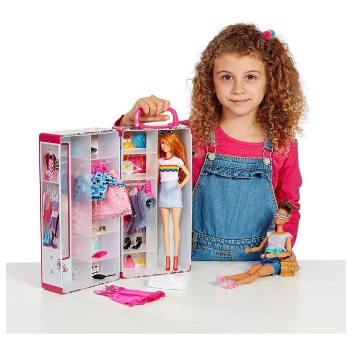 Mallette Armoire Barbie - Klein - Pour Vetements et Accessoires de Poupées - Rose et Multicolore Mallette Armoire Barbie - Klein - Pour Vetements et Accessoires de Poupées - Rose et Multicolore