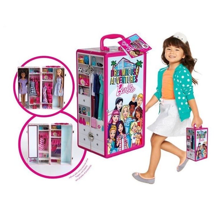 Mallette Armoire Barbie - Klein - Pour Vetements et Accessoires de Poupées - Rose et Multicolore Mallette Armoire Barbie - Klein - Pour Vetements et Accessoires de Poupées - Rose et Multicolore