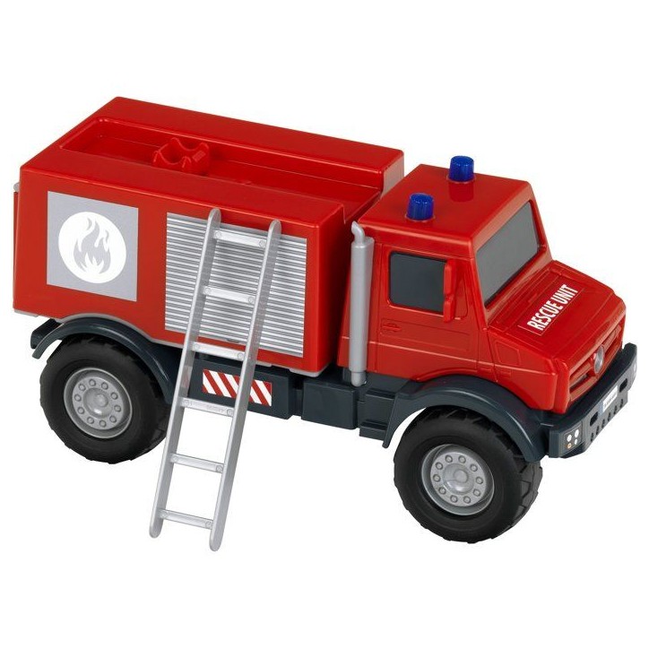 Camion de pompier tout-terrain - KLEIN - 3600 - Mercedes Unimog - Roues souples et hayon arriere ouvrable - Échelle 1:24 - Des Camion de pompier tout-terrain - KLEIN - 3600 - Mercedes Unimog - Roues souples et hayon arriere ouvrable - Échelle 1:24 - Des