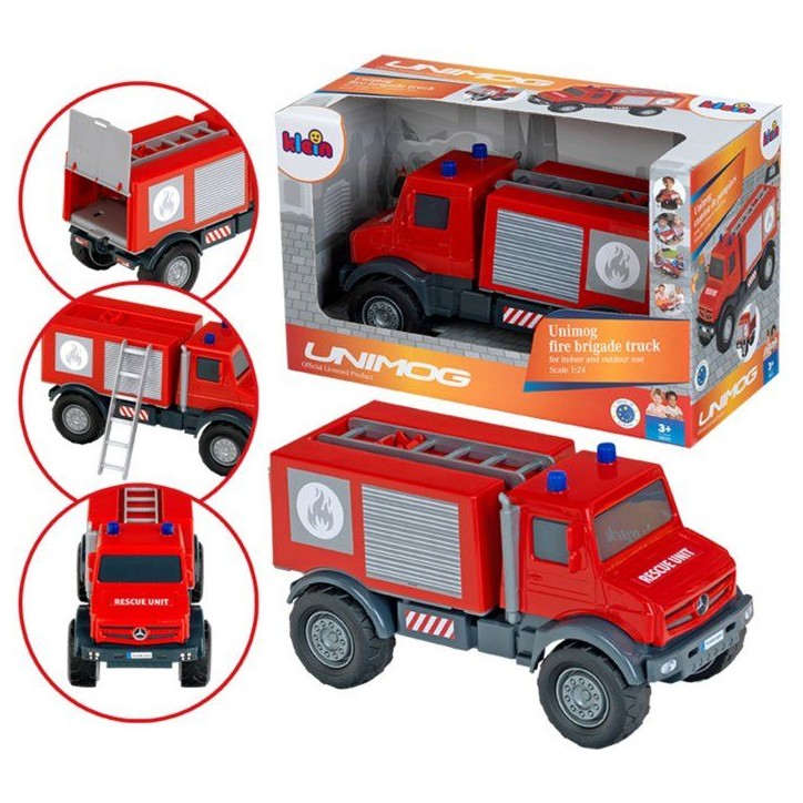 Camion de pompier tout-terrain - KLEIN - 3600 - Mercedes Unimog - Roues souples et hayon arriere ouvrable - Échelle 1:24 - Des Camion de pompier tout-terrain - KLEIN - 3600 - Mercedes Unimog - Roues souples et hayon arriere ouvrable - Échelle 1:24 - Des