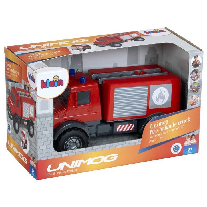 Camion de pompier tout-terrain - KLEIN - 3600 - Mercedes Unimog - Roues souples et hayon arriere ouvrable - Échelle 1:24 - Des Camion de pompier tout-terrain - KLEIN - 3600 - Mercedes Unimog - Roues souples et hayon arriere ouvrable - Échelle 1:24 - Des