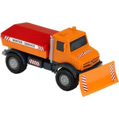 Camion chasse-neige saleur - KLEIN - 3801 - Mercedes Unimog - Roues souples et benne basculante - Échelle 1:24 - Des 3 ans