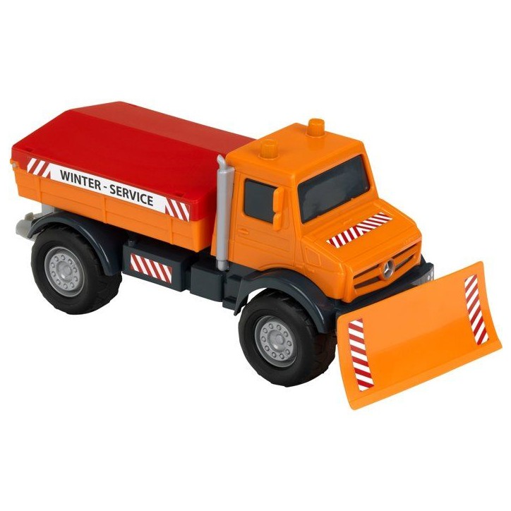 Camion chasse-neige saleur - KLEIN - 3801 - Mercedes Unimog - Roues souples et benne basculante - Échelle 1:24 - Des 3 ans
