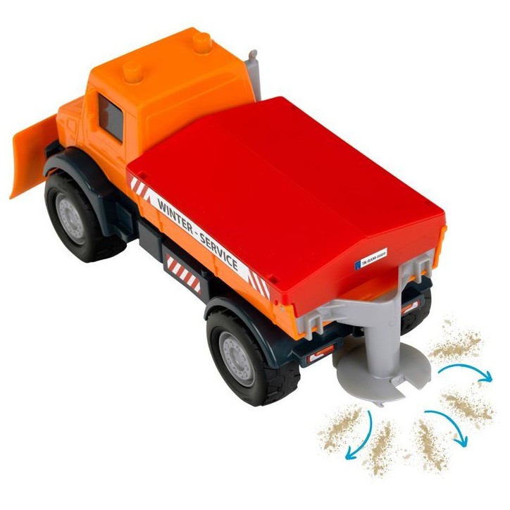Camion chasse-neige saleur - KLEIN - 3801 - Mercedes Unimog - Roues souples et benne basculante - Échelle 1:24 - Des 3 ans