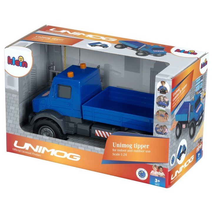 Camion-benne tout-terrain - KLEIN - 3802 - Mercedes Unimog - Roues souples et benne basculante - Échelle 1:24 - Des 3 ans Camion-benne tout-terrain - KLEIN - 3802 - Mercedes Unimog - Roues souples et benne basculante - Échelle 1:24 - Des 3 ans