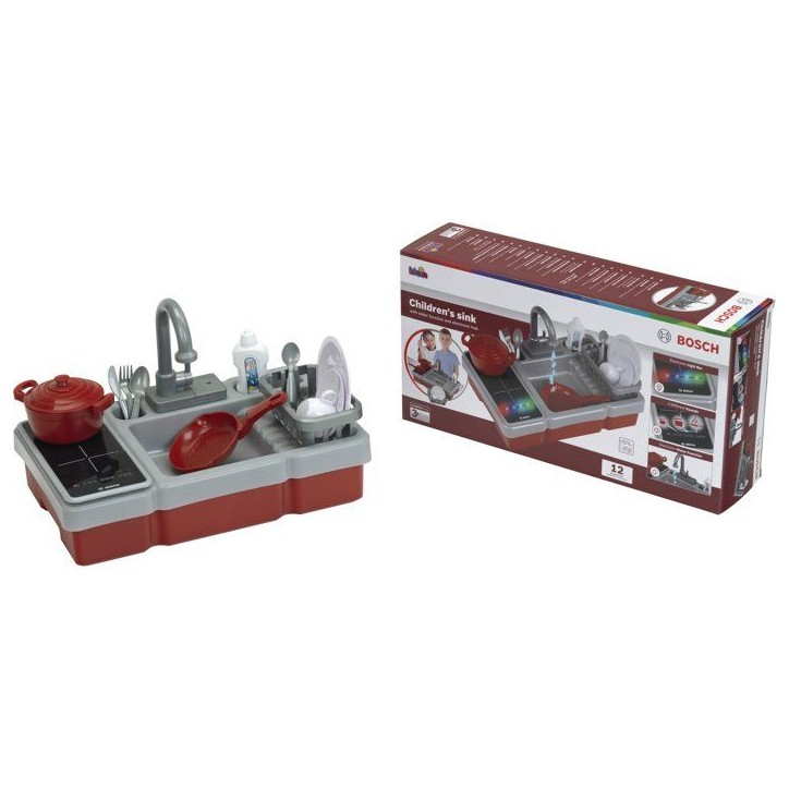 Evier de cuisine Bosch - KLEIN - 7110 - Plaque de cuisson électronique, robinet fonctionnel, accessoires - Des 3 ans Evier de cuisine Bosch - KLEIN - 7110 - Plaque de cuisson électronique, robinet fonctionnel, accessoires - Des 3 ans