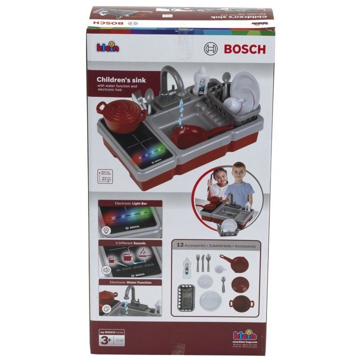 Evier de cuisine Bosch - KLEIN - 7110 - Plaque de cuisson électronique, robinet fonctionnel, accessoires - Des 3 ans Evier de cuisine Bosch - KLEIN - 7110 - Plaque de cuisson électronique, robinet fonctionnel, accessoires - Des 3 ans