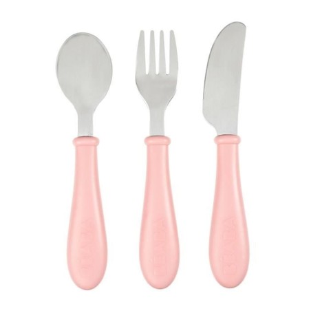 BEABA, Set de 3 couverts inox old pink