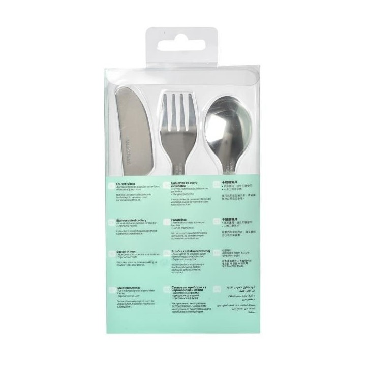BEABA, Set de 3 couverts inox old pink BEABA, Set de 3 couverts inox old pink