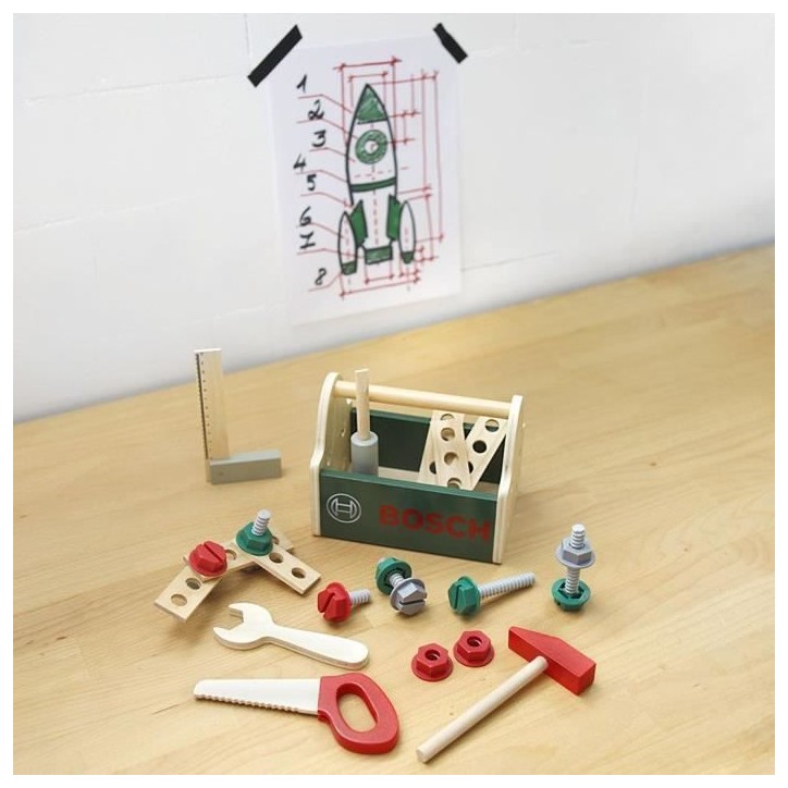 Caisse a outils Bosch - KLEIN - 8161 - En bois FSC avec accessoires - Des 3 ans