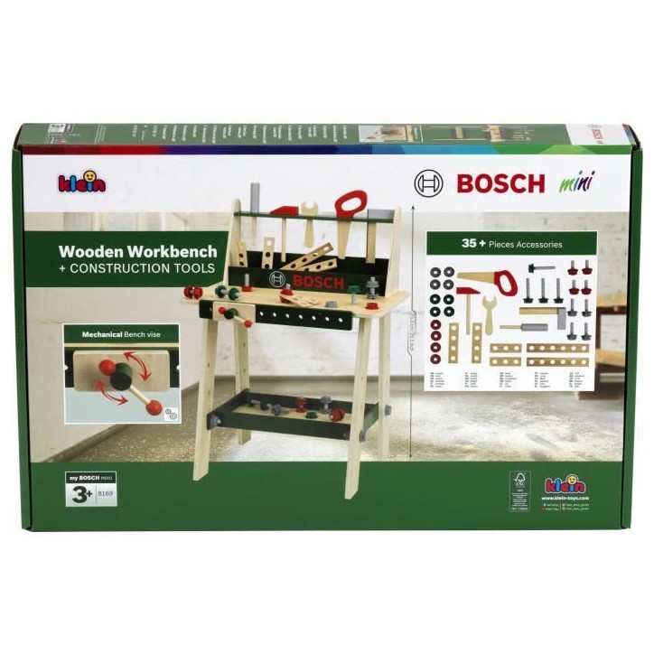 Etabli Bosch - KLEIN - 8169 - En bois FSC avec accessoires - Des 3 ans