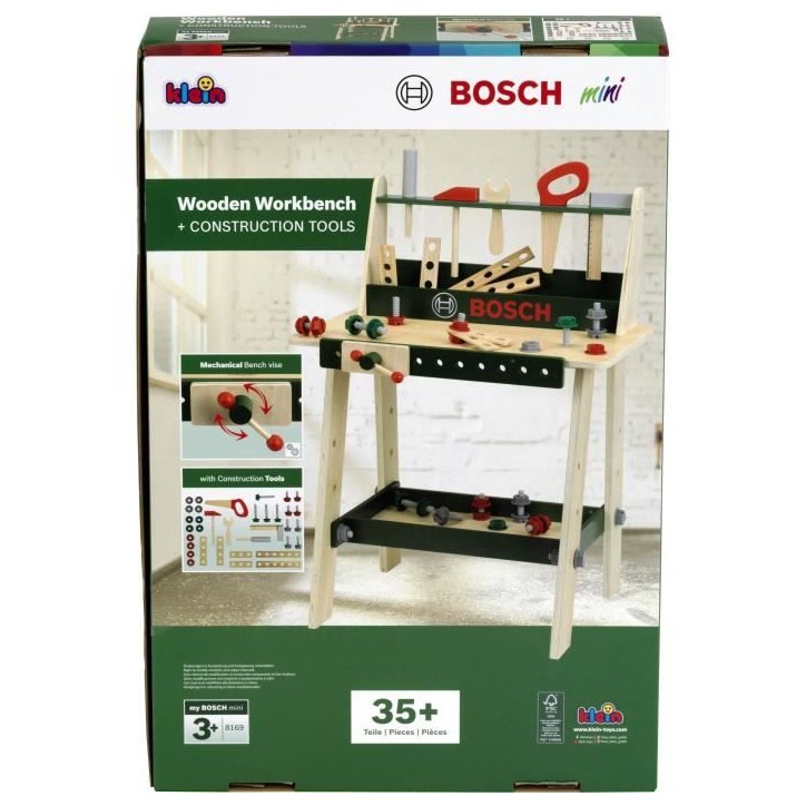 Etabli Bosch - KLEIN - 8169 - En bois FSC avec accessoires - Des 3 ans