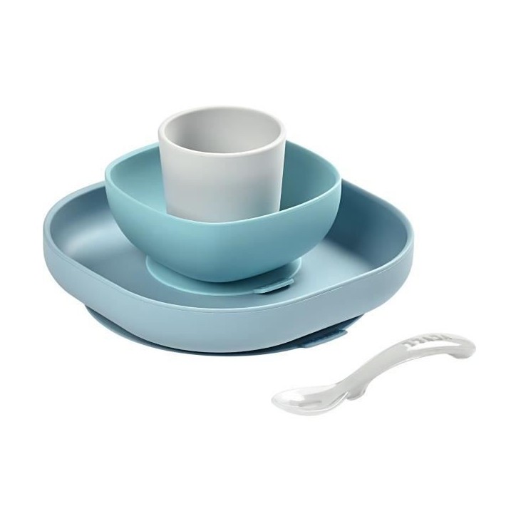 BEABA, Coffret repas Silicone Bébé, Avec Ventouse, Anti-dérapant, 4 Pieces, Assiette + Bol+ Verre + Cuillere, Jungle BEABA, Coffret repas Silicone Bébé, Avec Ventouse, Anti-dérapant, 4 Pieces, Assiette + Bol+ Verre + Cuillere, Jungle
