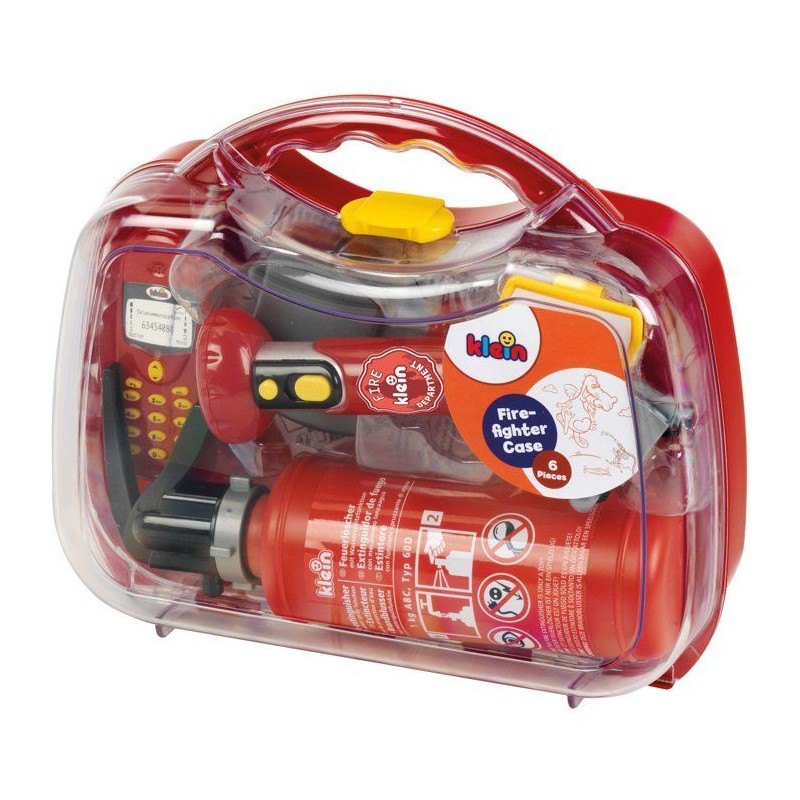 Mallette de pompier transparente avec 6 accessoires dont 1 lampe torch