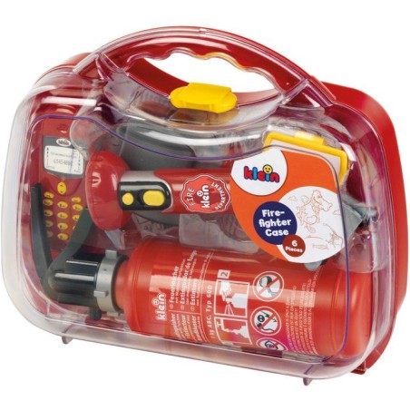 Mallette de pompier transparente avec 6 accessoires dont 1 lampe torch