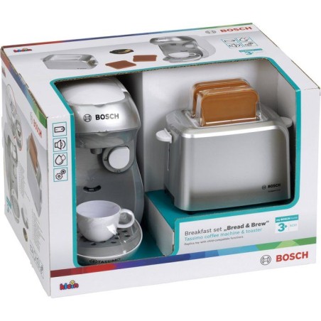 Set petit-déjeuner Bosch - KLEIN - 9233 - Machine a café, grille-pain et accessoires - Jouet d'imitation - Des 3 ans