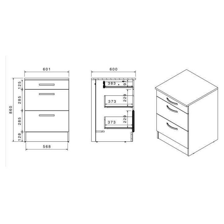 Cuisine complete OSLO - L 300 cm - Décor chene - Plan de travail inclus
