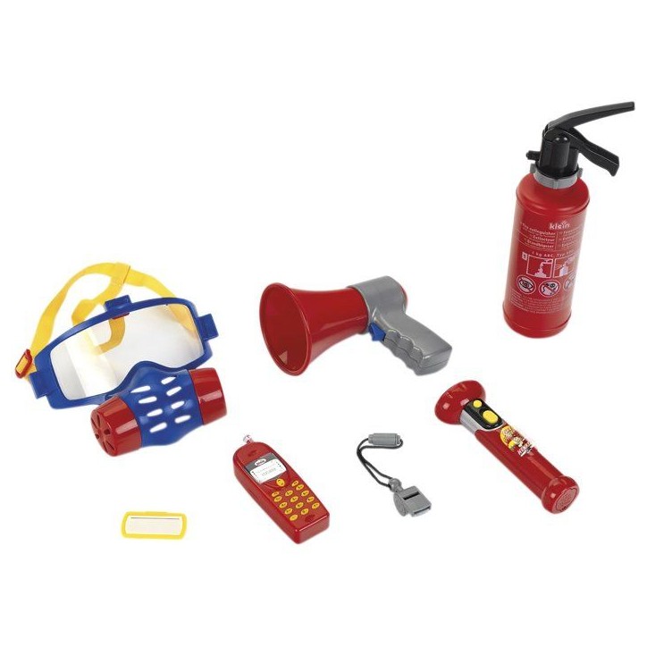 Set de pompier KLEIN avec masque a gaz et 7 pieces Set de pompier KLEIN avec masque a gaz et 7 pieces