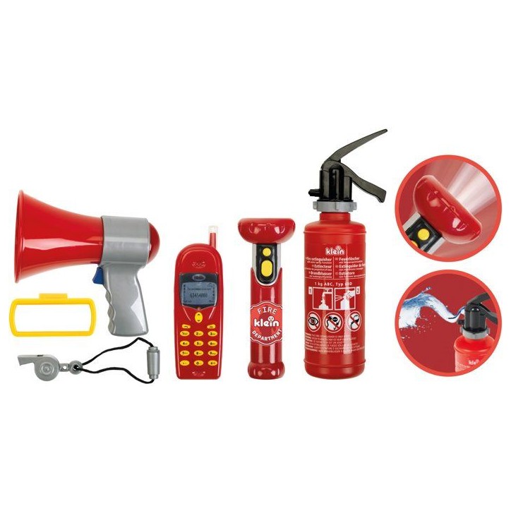 Set de pompier KLEIN avec masque a gaz et 7 pieces Set de pompier KLEIN avec masque a gaz et 7 pieces