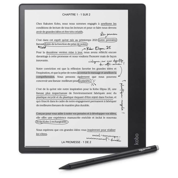 Liseuse Kobo Elipsa 2E – Écran tactile 10,3 – Stylet inclus – WiFi – eBook Reader Liseuse Kobo Elipsa 2E – Écran tactile 10,3 – Stylet inclus – WiFi – eBook Reader