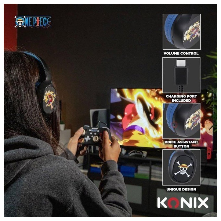 Casque audio supra-auriculaire sans fil - Konix - One Piece- Bluetooth 5.3 pour smartphones et tablettes - Autonomie 30 h Casque audio supra-auriculaire sans fil - Konix - One Piece- Bluetooth 5.3 pour smartphones et tablettes - Autonomie 30 h