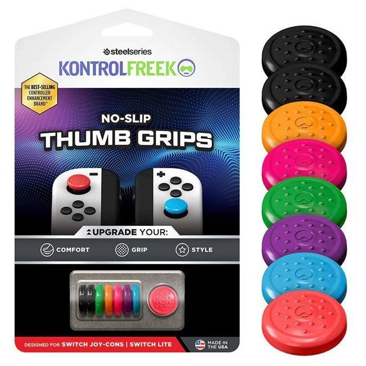 Pack de 8 Thumbgrips No-Slip - STEELSERIES - KontrolFreek - Pour JoyCon Switch 1 et Lite - Multicolore