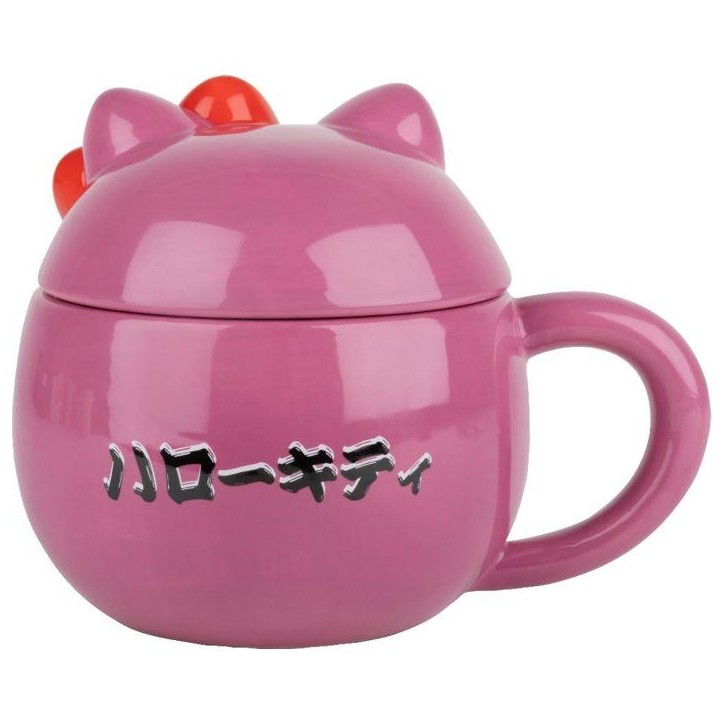 Tasse en céramique - Konix - Hello Kitty - Mug 3D - 320 ml - Motif Daruma - Rose