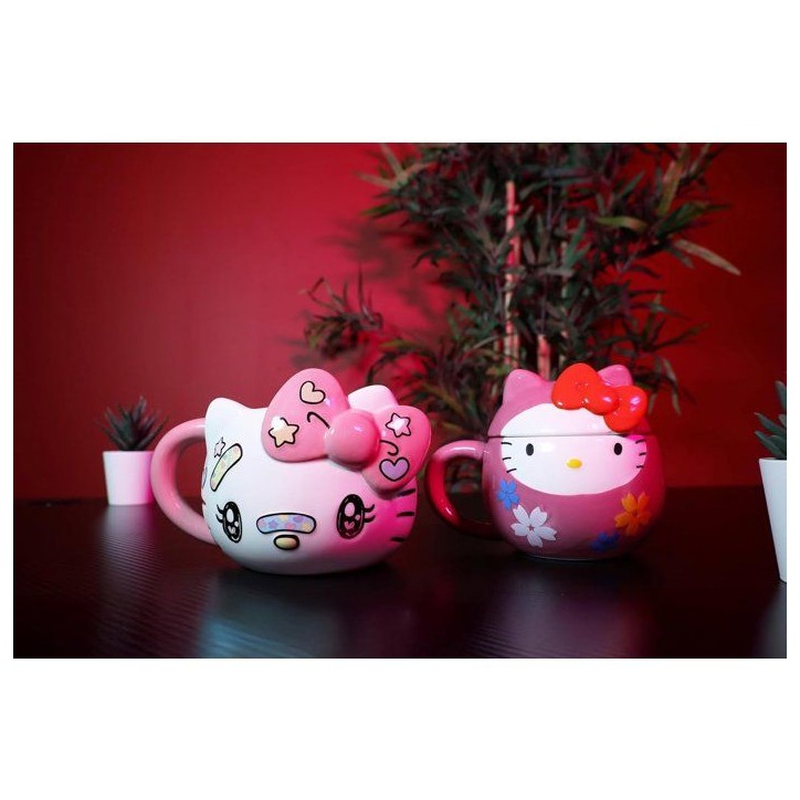 Tasse en céramique - Konix - Hello Kitty - Mug 3D - 500 ml - Motif Kawaii - Blanc et rose Tasse en céramique - Konix - Hello Kitty - Mug 3D - 500 ml - Motif Kawaii - Blanc et rose