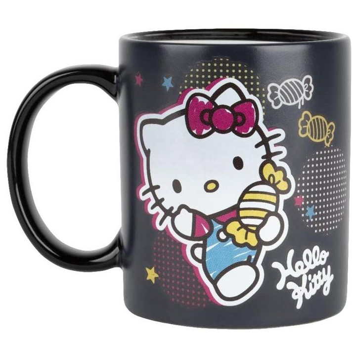 Mug thermoréactif - Konix - Hello Kitty - 320 ml - Motif bonbons - Noir Mug thermoréactif - Konix - Hello Kitty - 320 ml - Motif bonbons - Noir