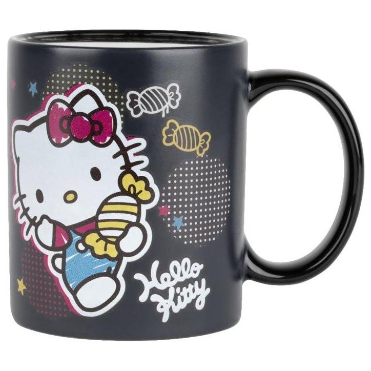 Mug thermoréactif - Konix - Hello Kitty - 320 ml - Motif bonbons - Noir Mug thermoréactif - Konix - Hello Kitty - 320 ml - Motif bonbons - Noir