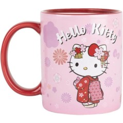 Mug thermoréactif - Konix - Hello Kitty - 320 ml - Motif kimono - Rou