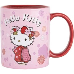 Mug thermoréactif - Konix - Hello Kitty - 320 ml - Motif kimono - Rou