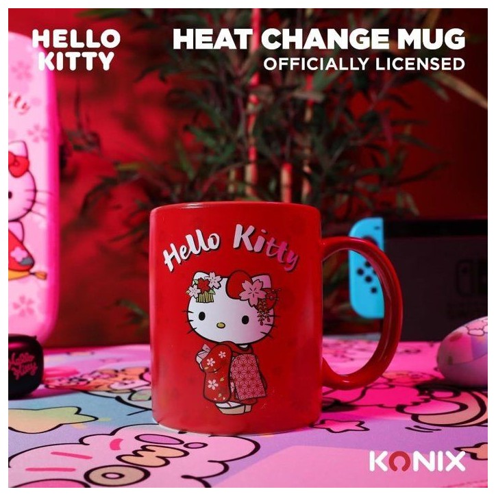 Mug thermoréactif - Konix - Hello Kitty - 320 ml - Motif kimono - Rouge Mug thermoréactif - Konix - Hello Kitty - 320 ml - Motif kimono - Rouge