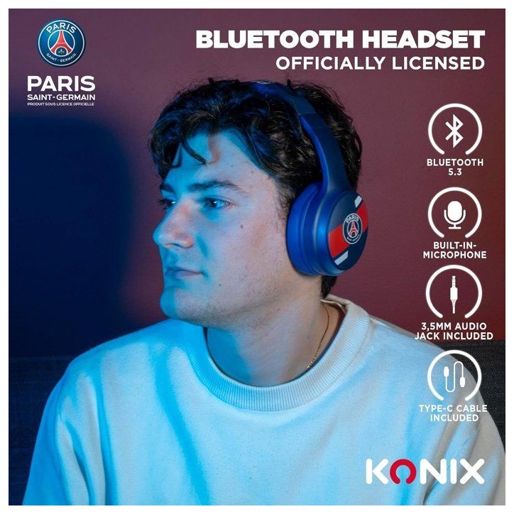 Casque audio - Sans fil - Konix - PSG - Bluetooth 5.3 PC, smartphones, tablettes - Microphone - Autonomie 25 h - Câble 3,5 mm - Casque audio - Sans fil - Konix - PSG - Bluetooth 5.3 PC, smartphones, tablettes - Microphone - Autonomie 25 h - Câble 3,5 mm -