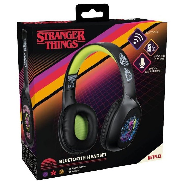 Casque audio - Sans fil - Konix - Stranger Things - Bluetooth 5.3 smartphones, tablettes - Microphone - Autonomie 30 h - Noir/ja Casque audio - Sans fil - Konix - Stranger Things - Bluetooth 5.3 smartphones, tablettes - Microphone - Autonomie 30 h - Noir/ja