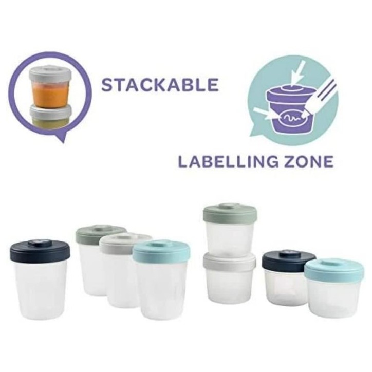 BÉABA - Lot 8 Portions Clip - 2eme Age - 100% Hermetique - Empilables BÉABA - Lot 8 Portions Clip - 2eme Age - 100% Hermetique - Empilables