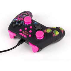 Manette de jeu - Nintendo Switch, Switch 2 et PC - Stranger Things - Filaire - Noir et rose - Fonction vibration - Câble 3 m -