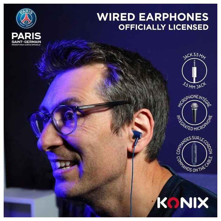 Écouteurs - Filaires - Konix - PSG - Haut-parleurs 10 mm - Microphone intégré - Connexion Jack 3,5 mm - Câble 1,4 m - Bleu Écouteurs - Filaires - Konix - PSG - Haut-parleurs 10 mm - Microphone intégré - Connexion Jack 3,5 mm - Câble 1,4 m - Bleu