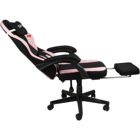 Chaise de Bureau Gaming - KONIX - Hello Kitty - Inclinaison siege 150° - Revetement Tissu - Coussin - Repose-pieds - Noir et ro
