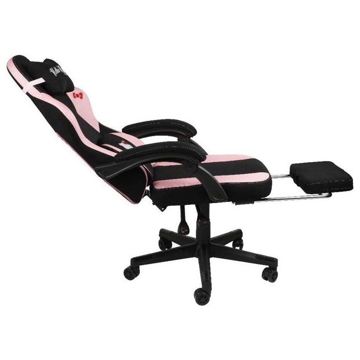 Chaise de Bureau Gaming - KONIX - Hello Kitty - Inclinaison siege 150° - Revetement Tissu - Coussin - Repose-pieds - Noir et ro Chaise de Bureau Gaming - KONIX - Hello Kitty - Inclinaison siege 150° - Revetement Tissu - Coussin - Repose-pieds - Noir et ro