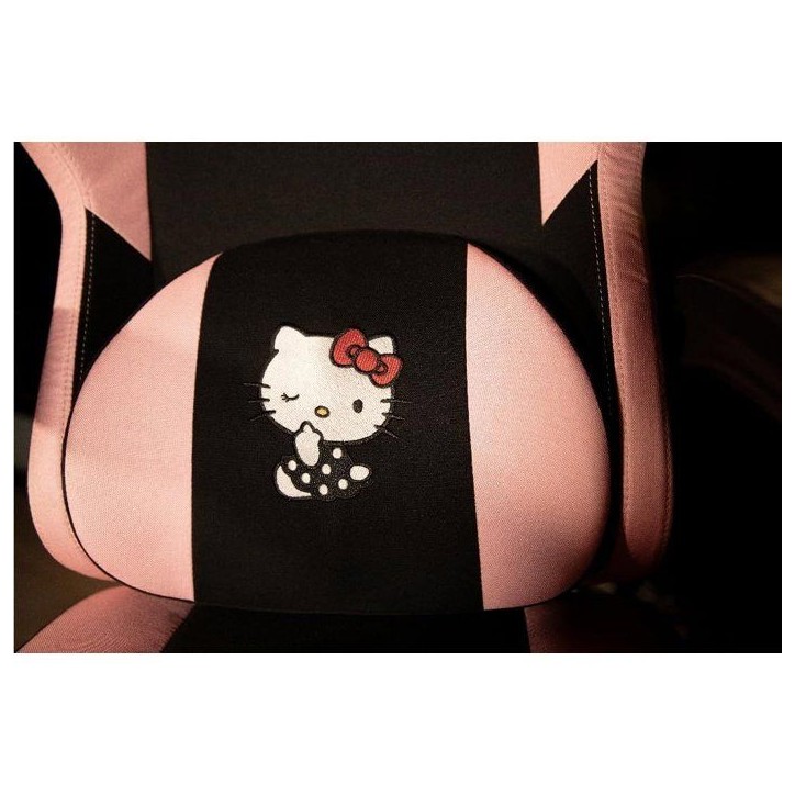 Chaise de Bureau Gaming - KONIX - Hello Kitty - Inclinaison siege 150° - Revetement Tissu - Coussin - Repose-pieds - Noir et ro Chaise de Bureau Gaming - KONIX - Hello Kitty - Inclinaison siege 150° - Revetement Tissu - Coussin - Repose-pieds - Noir et ro