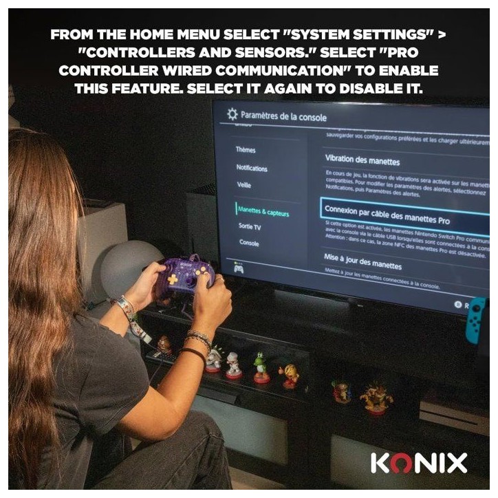 Manette de jeu - Nintendo Switch/Switch 2 et PC - Mercredi - Filaire - Violet et noir - Poignées anti-dérapantes Manette de jeu - Nintendo Switch/Switch 2 et PC - Mercredi - Filaire - Violet et noir - Poignées anti-dérapantes